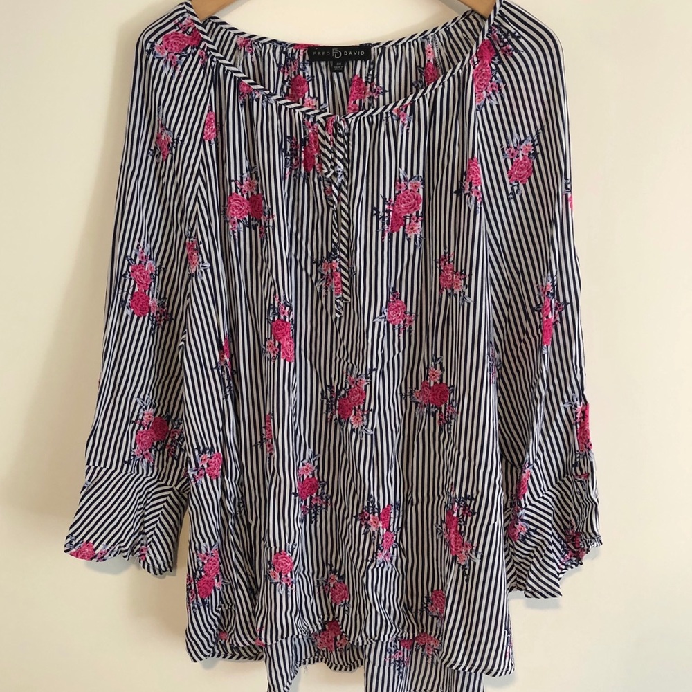 Striped floral blouse